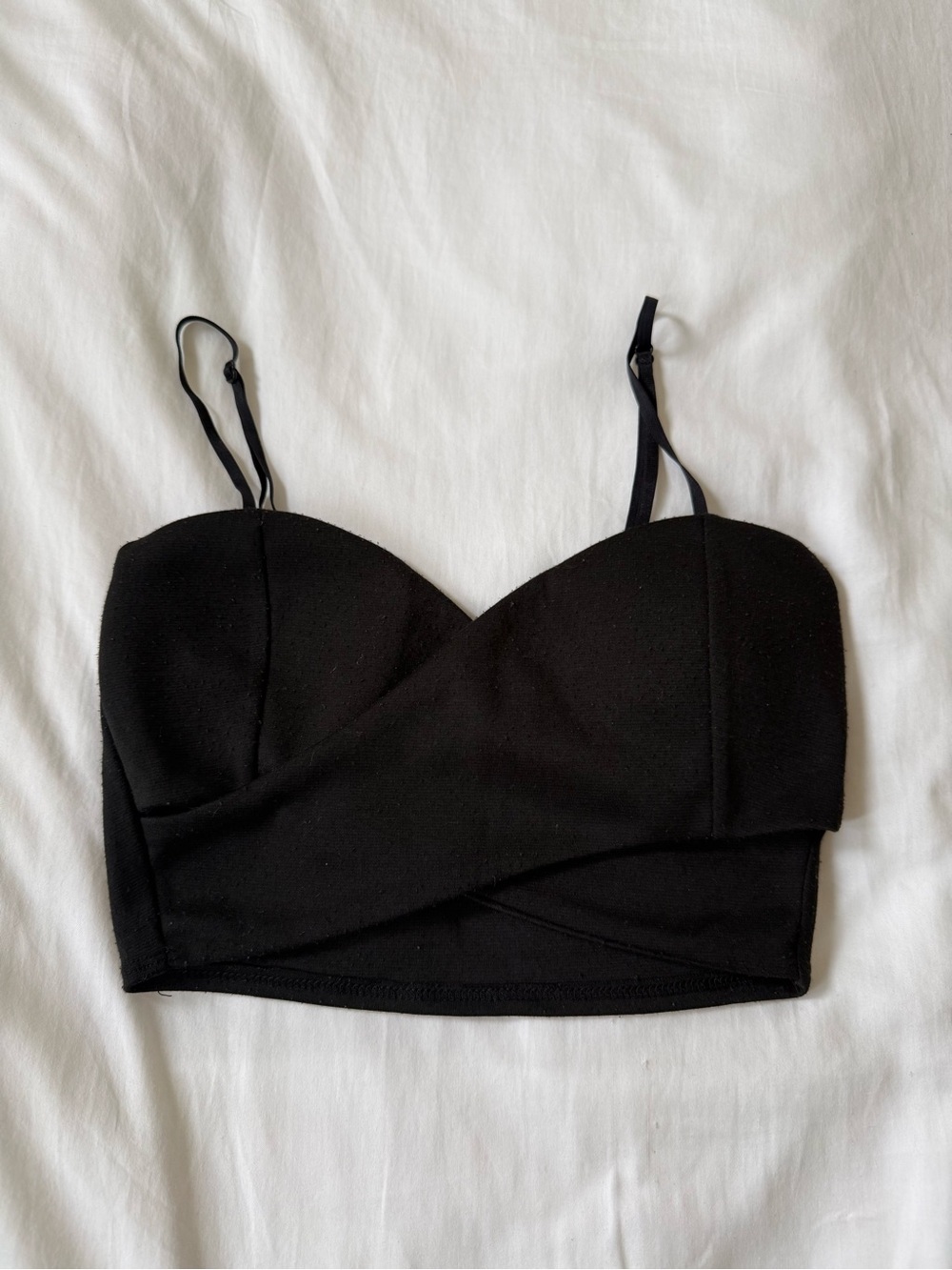 Tobi Black Strapless-Style Cropped Bustier Top